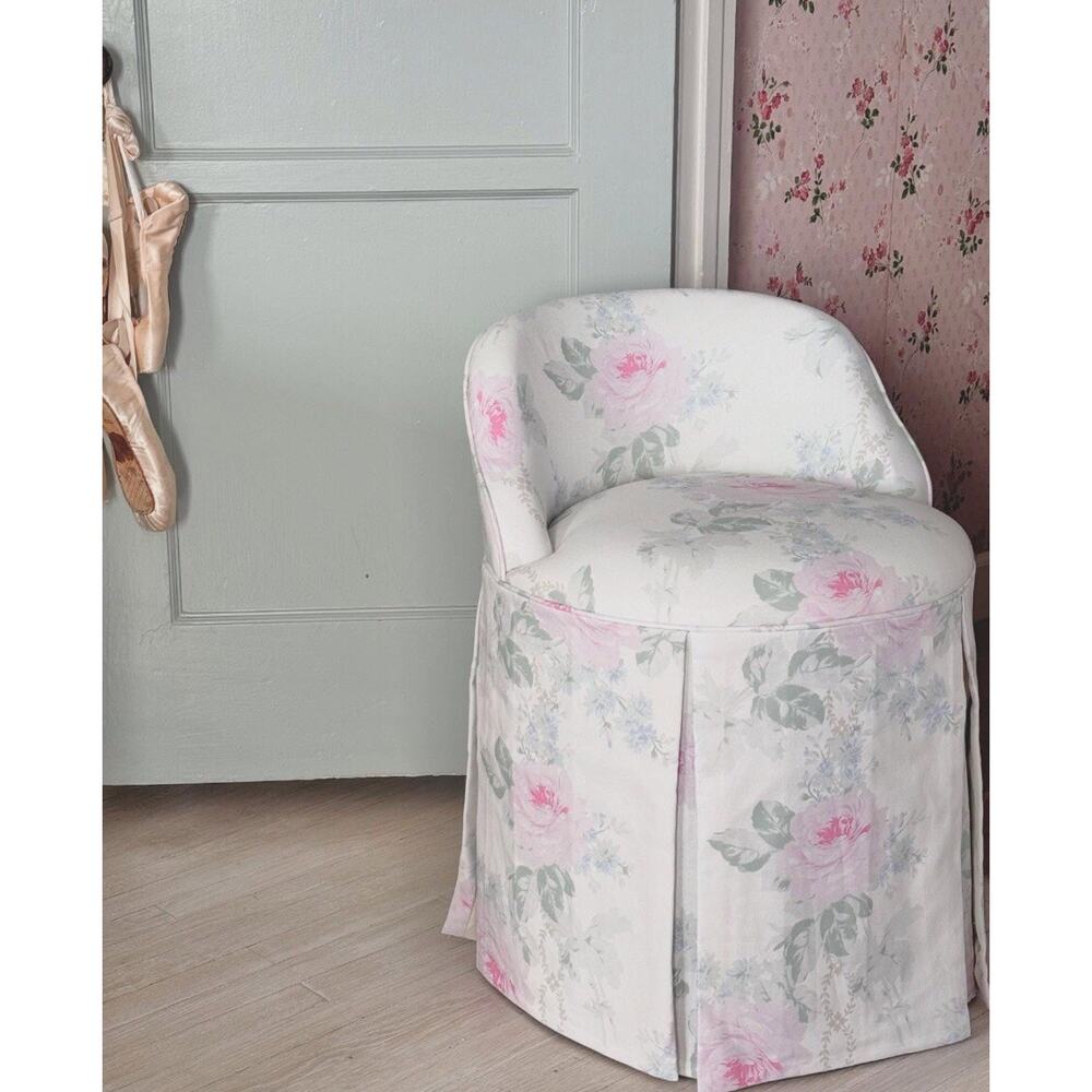 Rachel Ashwell Pipi Vanity Chair Linen FABRIC Royal Bouquet Jubilee NEW